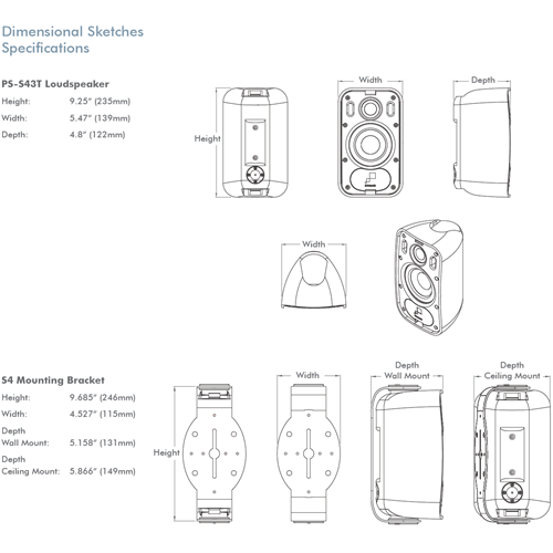 PS-S43T 4in White Surface Mount Professional Series Sonance