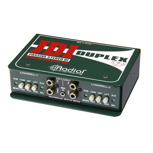 Radial JDI Duplex - Premium Stereo Passive DI Inputs: 1/4