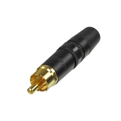 DELUXE METAL RCA PHONO PLUG MALE GOLD PLATED CONTACTS BLACK
