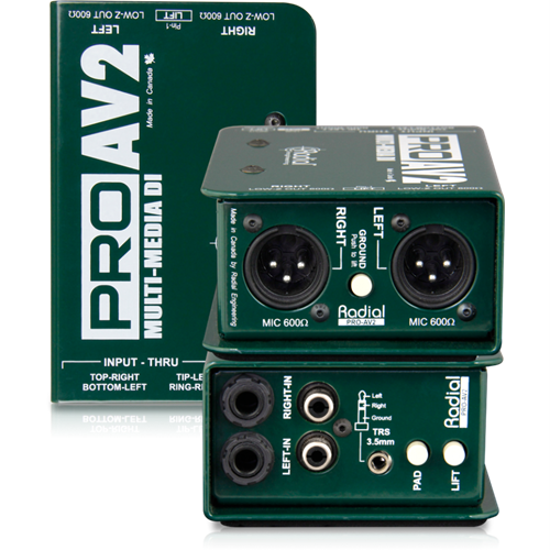 Radial PROAV2 -  Passive stereo multimedia DI with RCA, 3.5mm, XLR, 1/4
